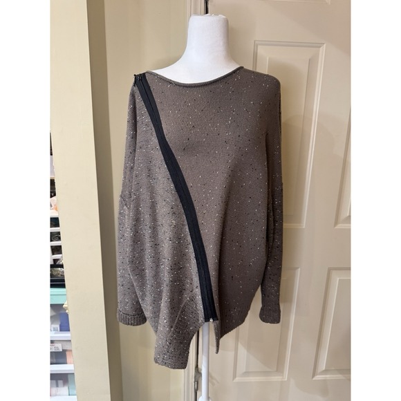 Larisa scarlatto Sweaters - Ball Of Cotton BOHO ASYMMETRICAL OVERSIZED Zipper SWEATER/ TUNIC